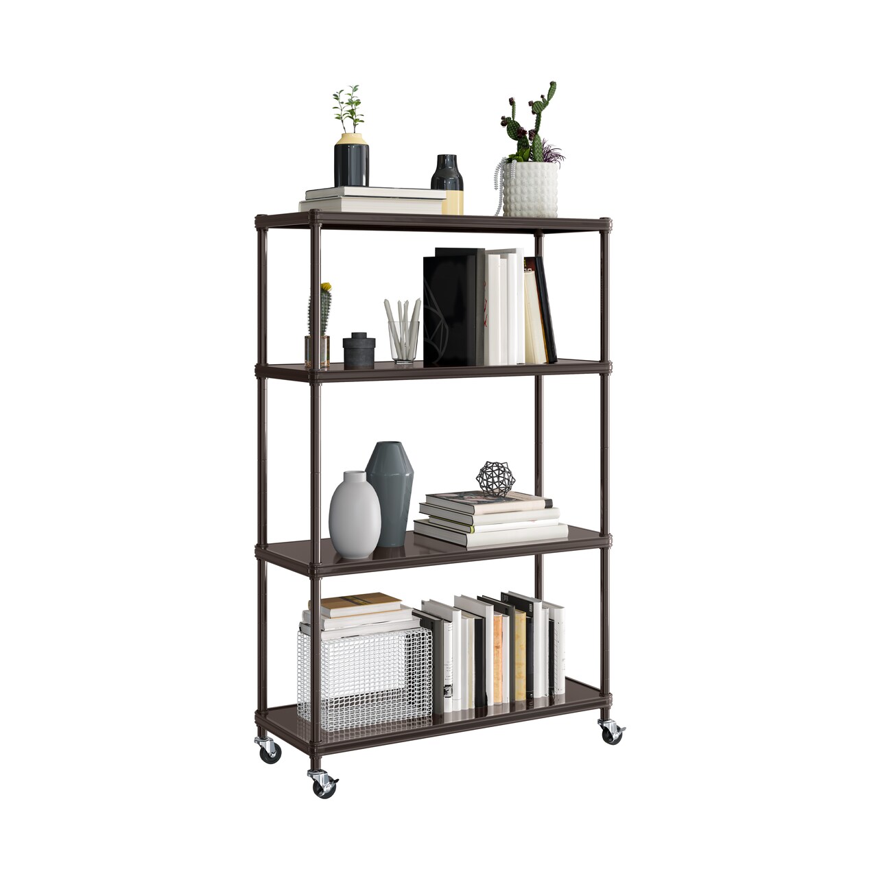 Seville Classics HOME 4-Tier Steel Shelving with Shelf Liners